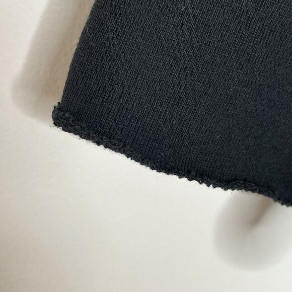 Avec Les Filles Cropped Short Sleeve Hooded Sweatshirt Top Black Womens Small - Picture 4 of 8